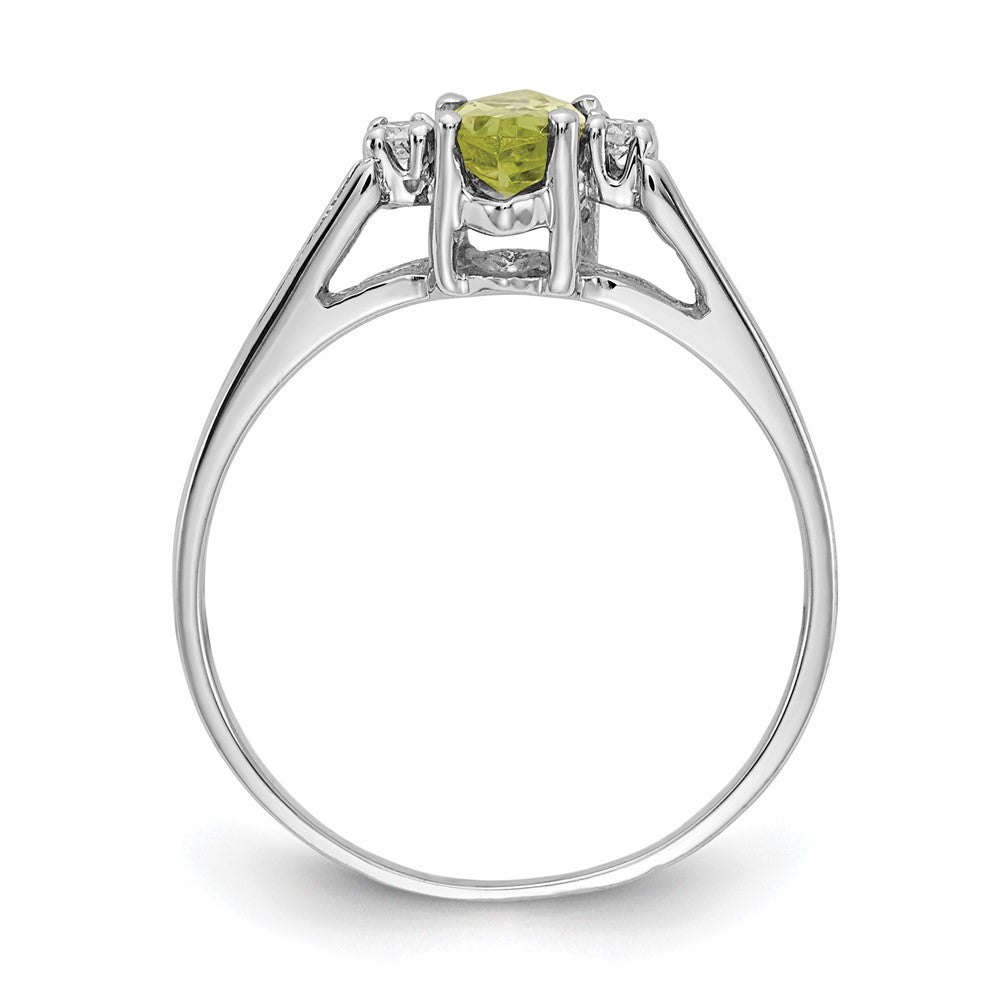 14k White Gold 8x4mm Marquise Peridot AA Diamond ring