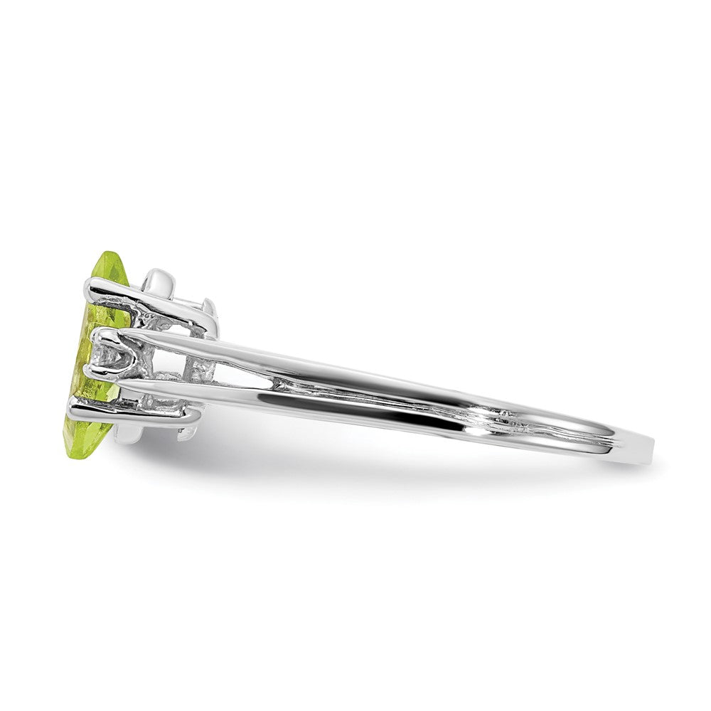14k White Gold 8x4mm Marquise Peridot AAA Diamond ring