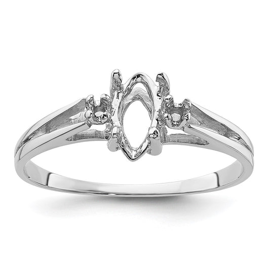 14k White Gold .05ct. Diamond & 8x4 Marquise Gemstone Ring Mounting