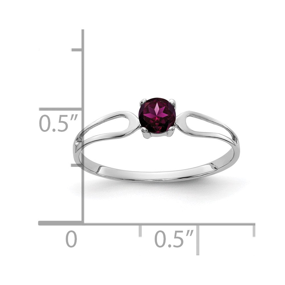 14k White Gold 4mm Rhodolite Garnet ring