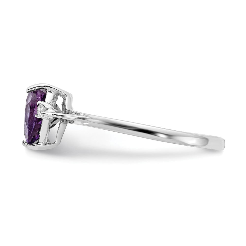 14k White Gold 7mm Heart Amethyst AA Diamond ring
