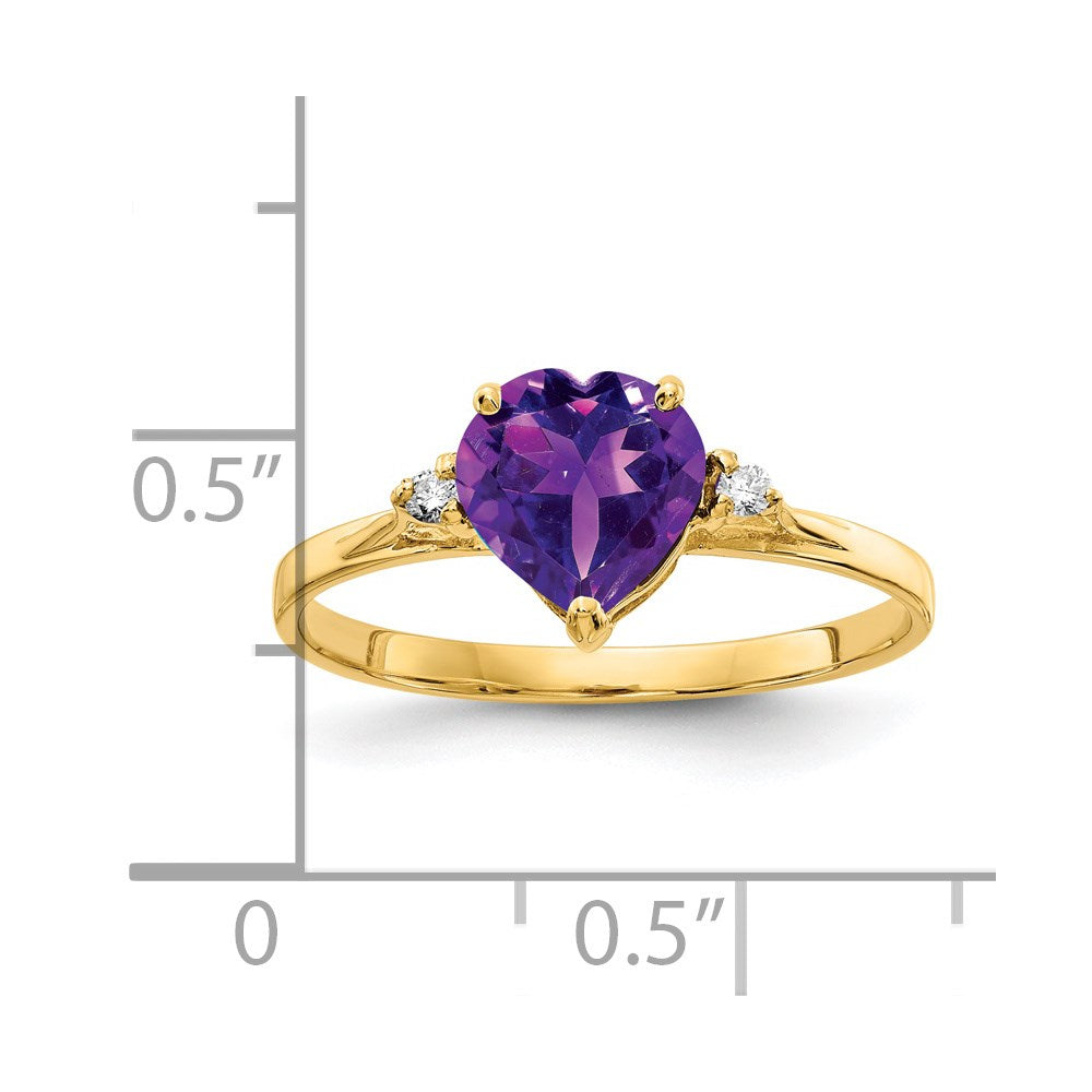 14k 7mm Heart Amethyst VS Diamond ring