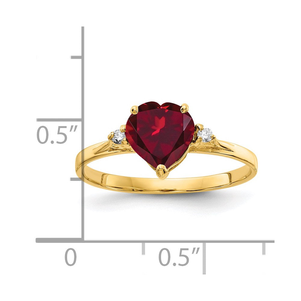 14k 7mm Heart Created Ruby VS Diamond ring