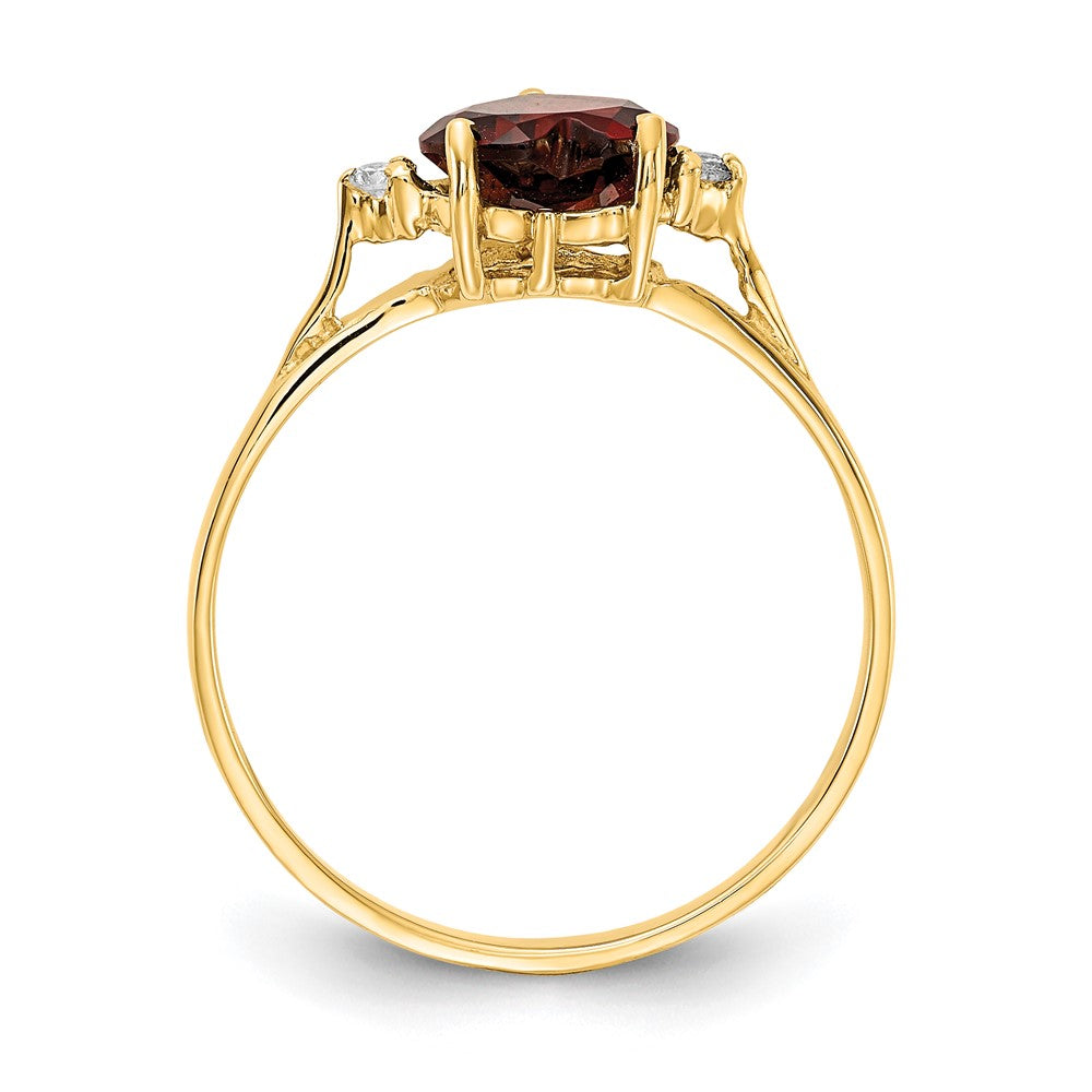 14k 7mm Heart Garnet AAA Diamond ring