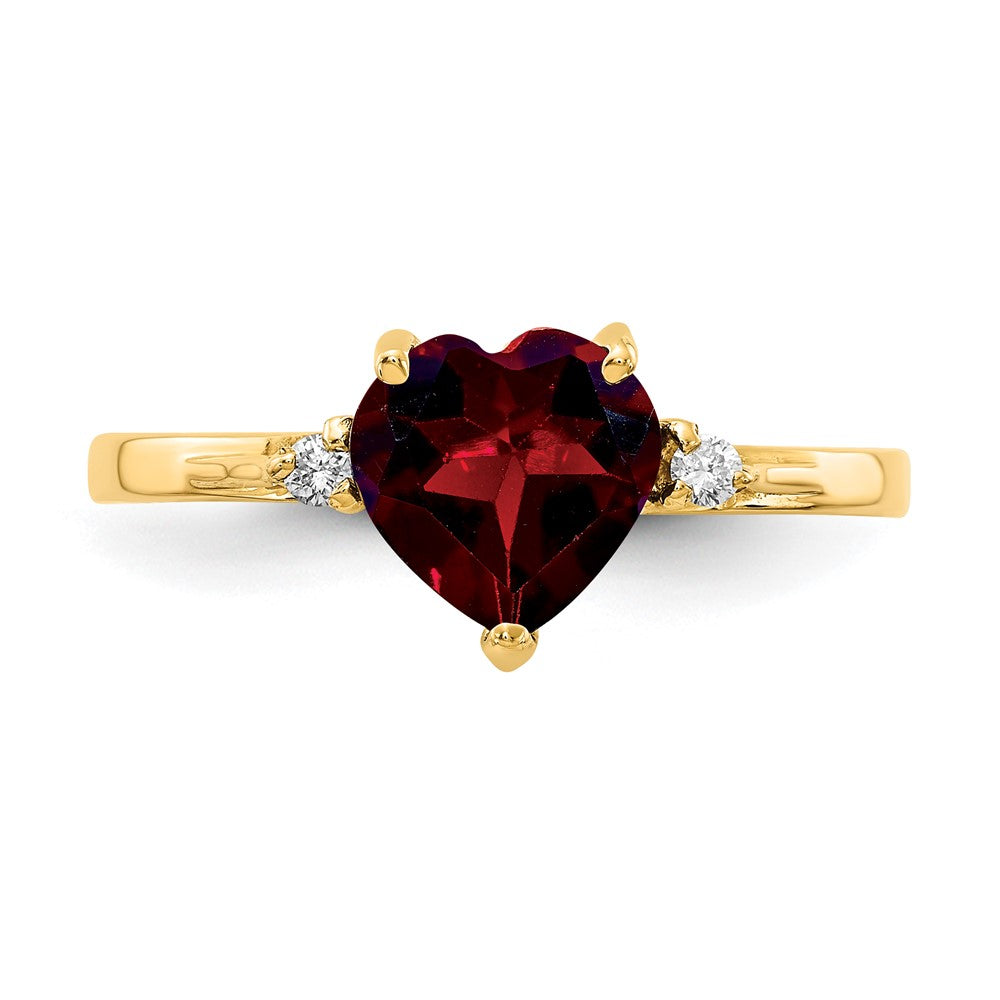 14k 7mm Heart Garnet A Diamond ring