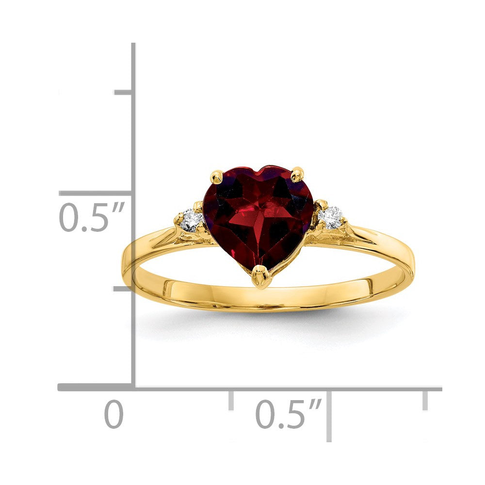 14k 7mm Heart Garnet AAA Diamond ring