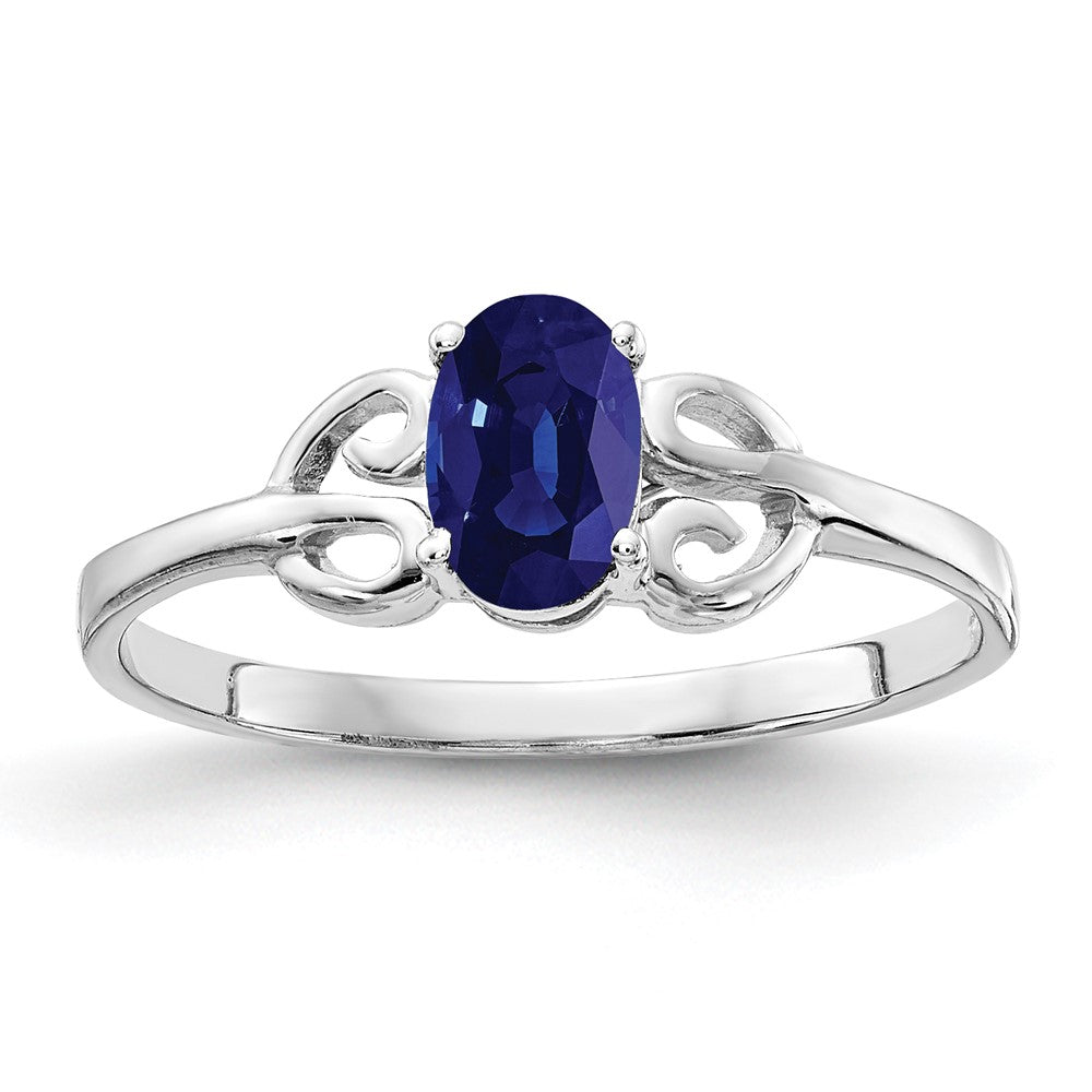 14k White Gold 6x4mm Oval Sapphire ring
