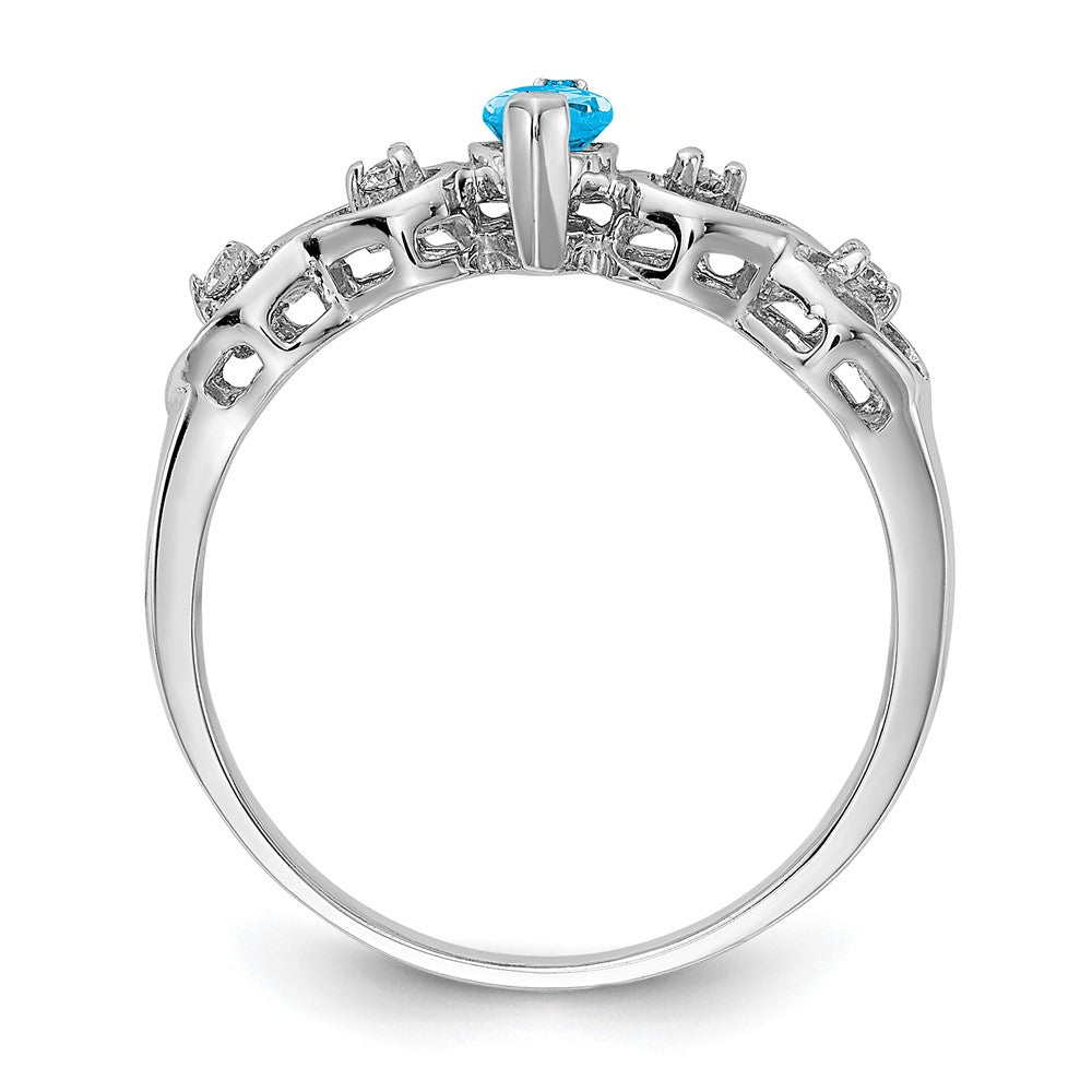 14k White Gold 6x3mm Marquise Blue Topaz VS Diamond ring