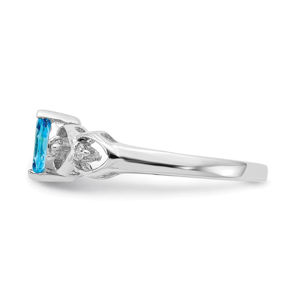 14k White Gold 6x3mm Marquise Blue Topaz VS Diamond ring