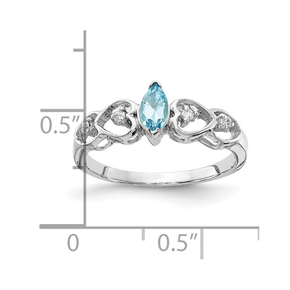 14k White Gold 6x3mm Marquise Blue Topaz VS Diamond ring