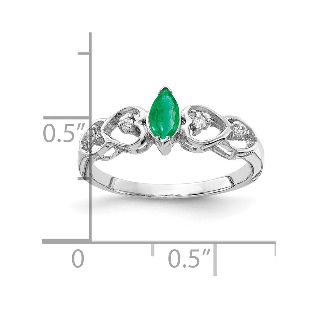 14k White Gold 6x3mm Marquise Emerald AAA Diamond ring