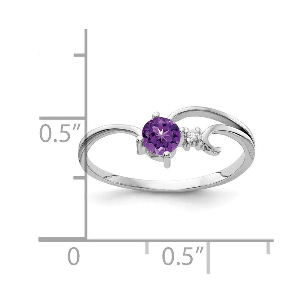14k White Gold 4mm Amethyst A Diamond ring