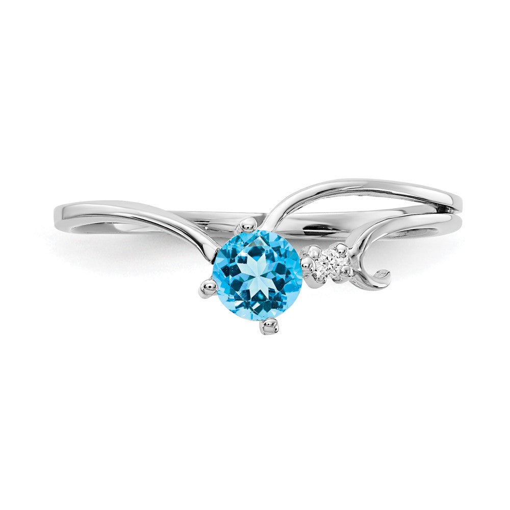 14k White Gold 4mm Blue Topaz VS Diamond ring