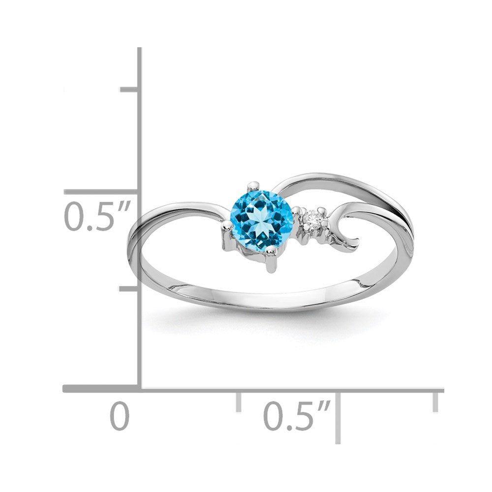 14k White Gold 4mm Blue Topaz VS Diamond ring