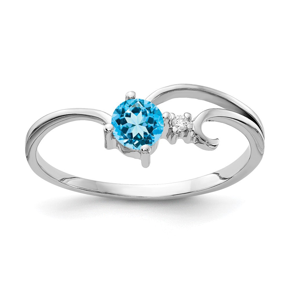 14k White Gold 4mm Blue Topaz VS Diamond ring
