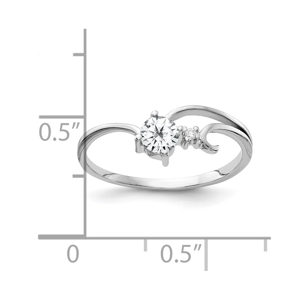 14k White Gold 4mm Cubic Zirconia A Diamond ring