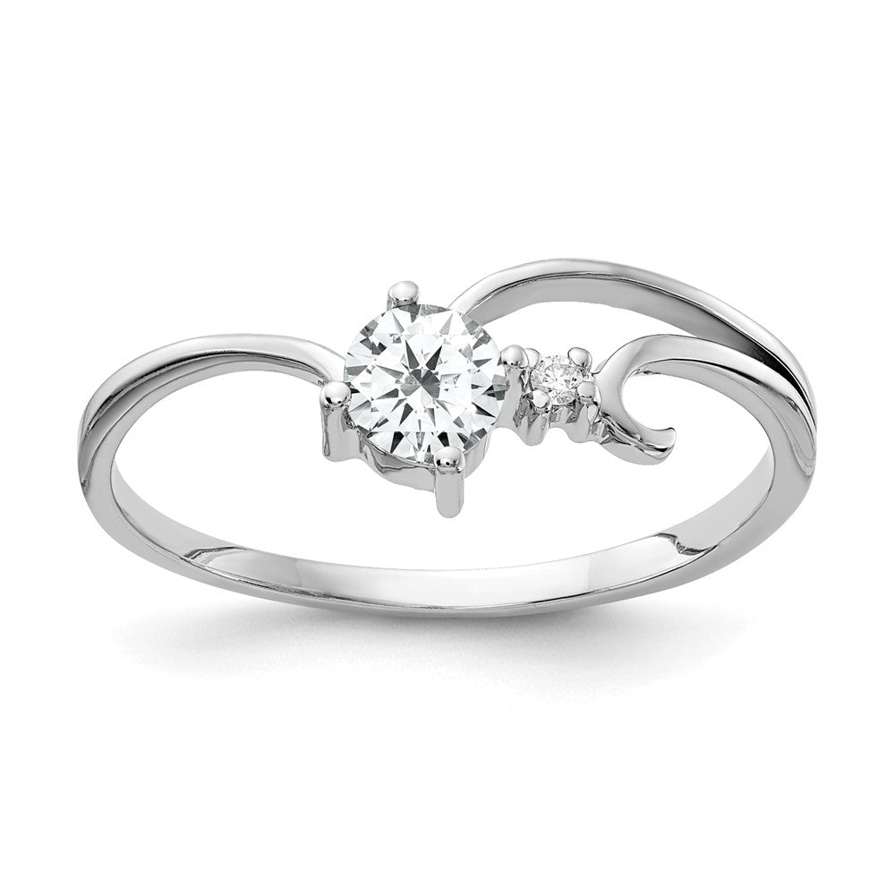 14k White Gold 4mm Cubic Zirconia A Diamond ring