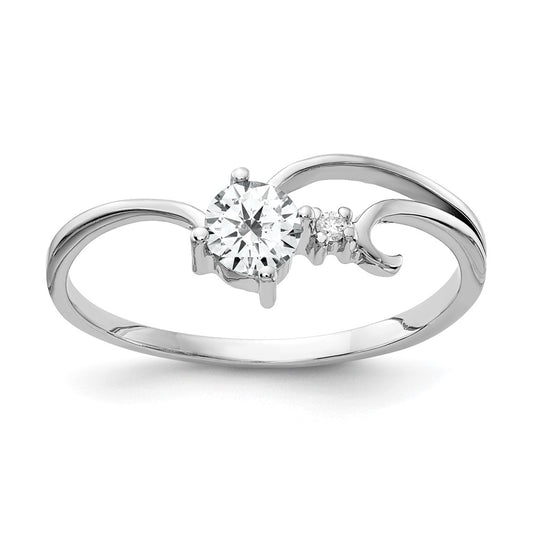 14k White Gold 4mm Cubic Zirconia A Diamond ring