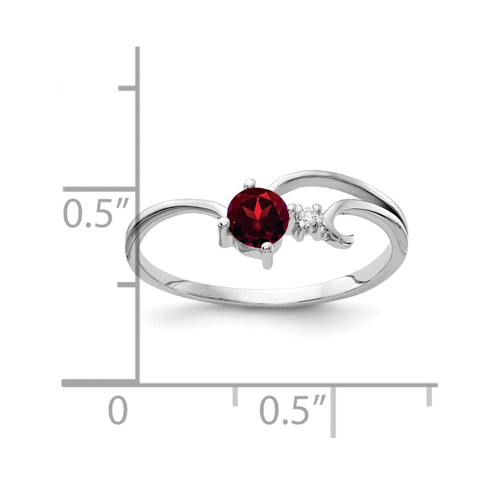 14k White Gold 4mm Garnet AA Diamond ring