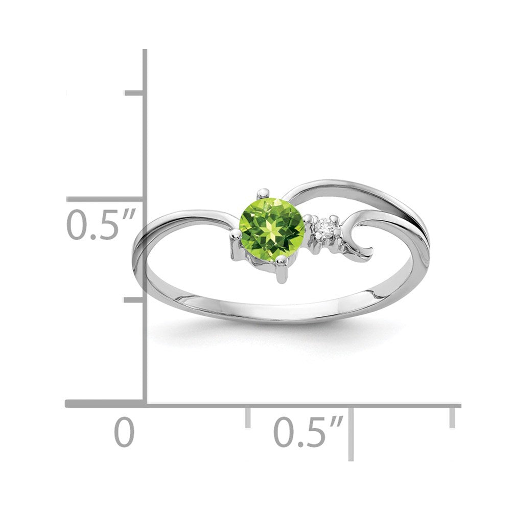 14k White Gold 4mm Peridot AAA Diamond ring