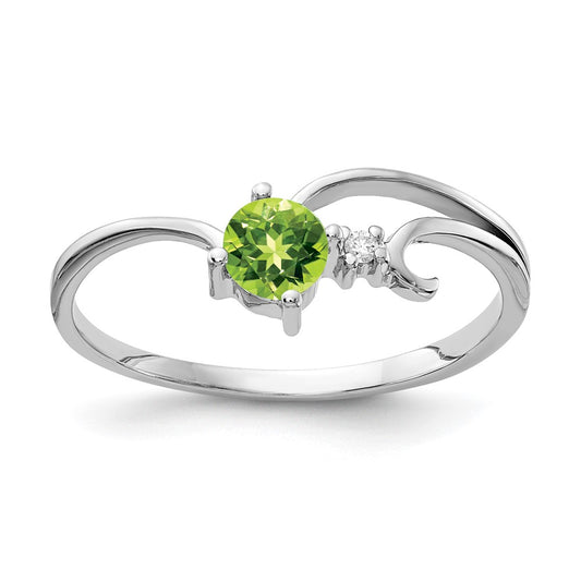 14k White Gold 4mm Peridot VS Diamond ring