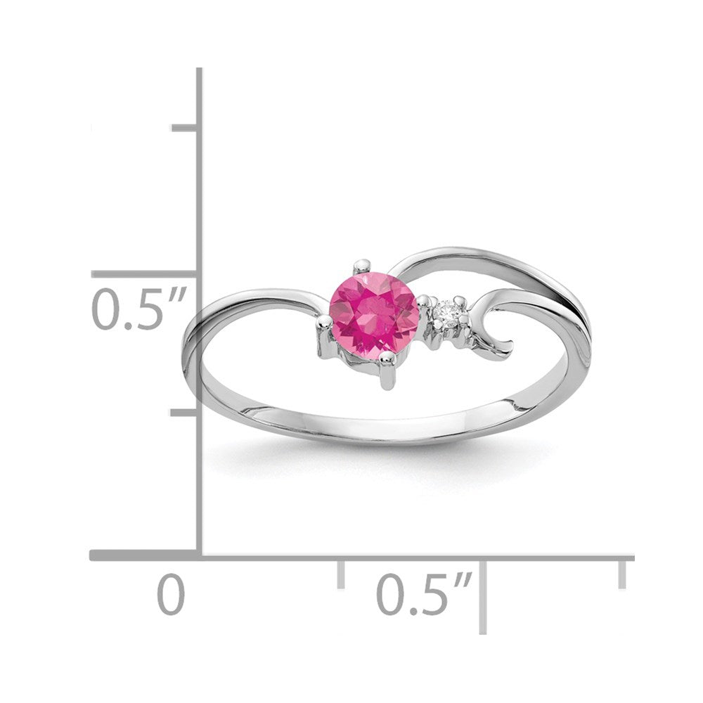 14k White Gold 4mm Pink Tourmaline VS Diamond ring