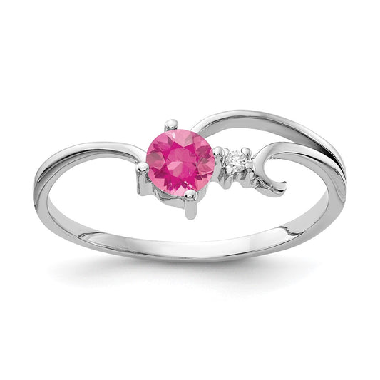 14k White Gold 4mm Pink Tourmaline AA Diamond ring