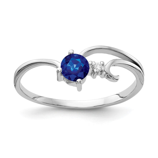 14k White Gold 4mm Sapphire VS Diamond ring