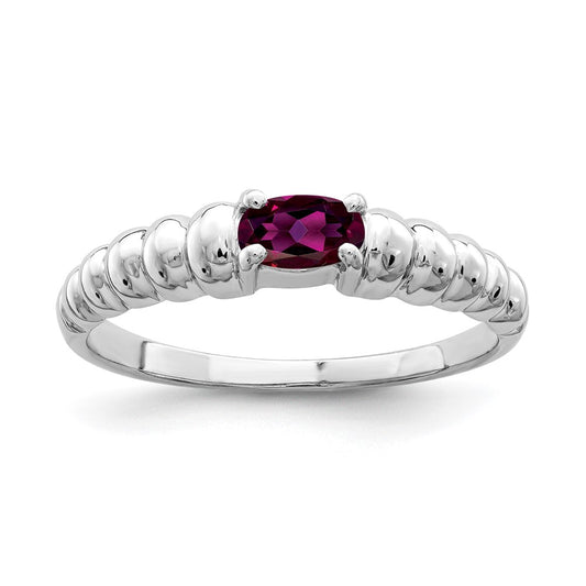 14k White Gold 5x3mm Oval Rhodolite Garnet ring