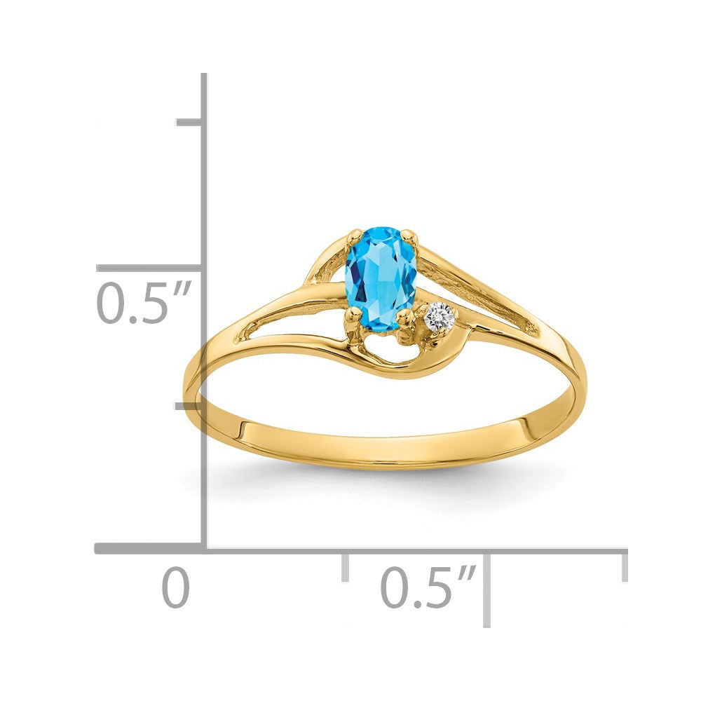 14k 5x3mm Oval Blue Topaz A Diamond ring