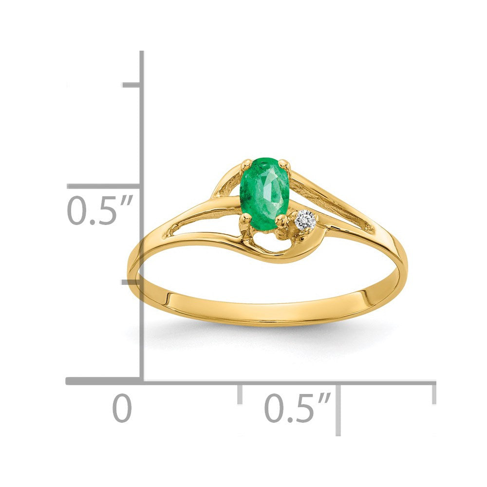 14k 5x3mm Oval Emerald AA Diamond ring