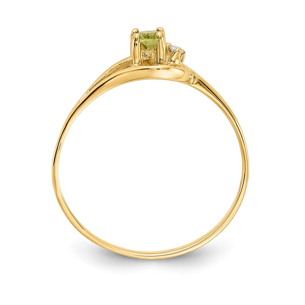 14k 5x3mm Oval Peridot AAA Diamond ring