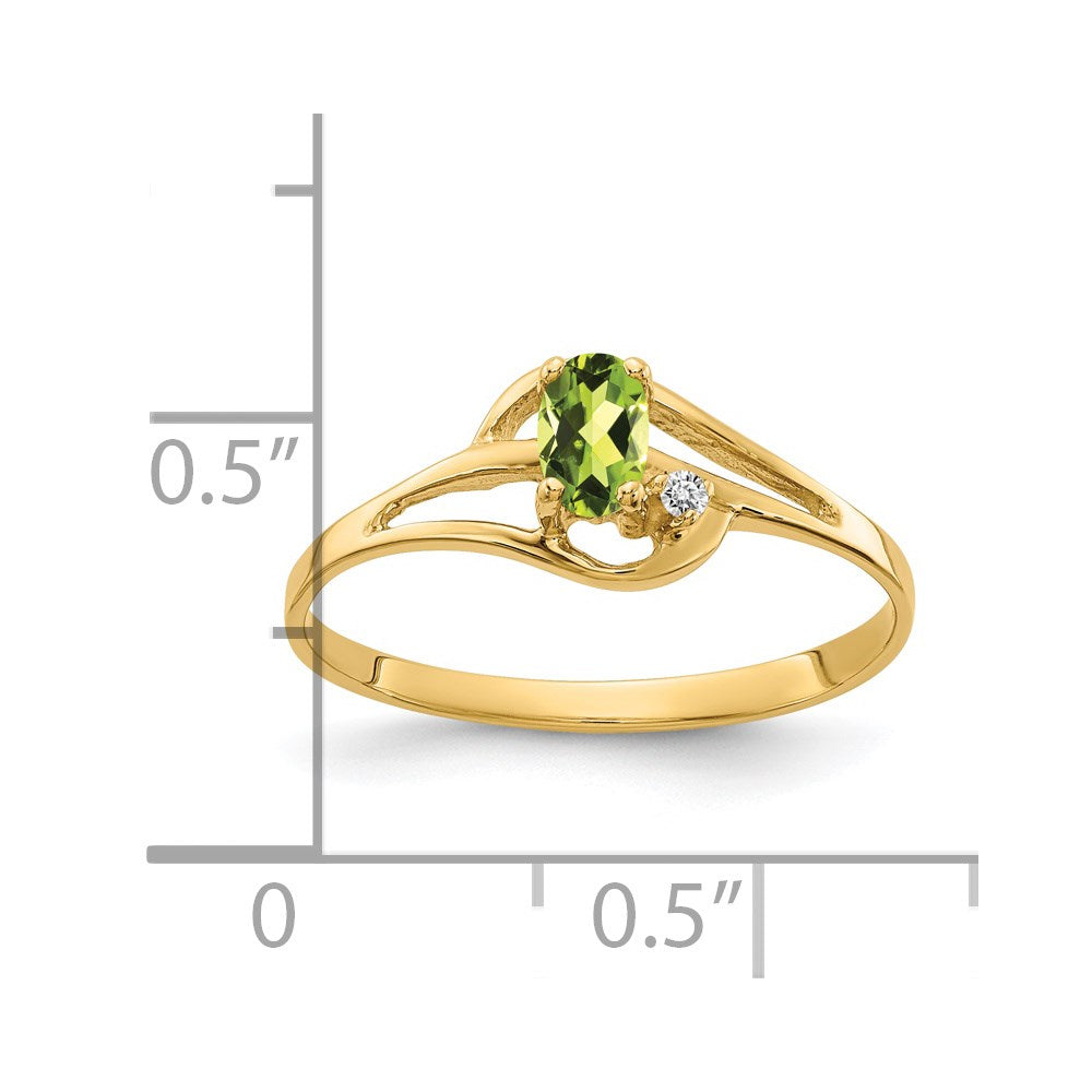 14k 5x3mm Oval Peridot VS Diamond ring