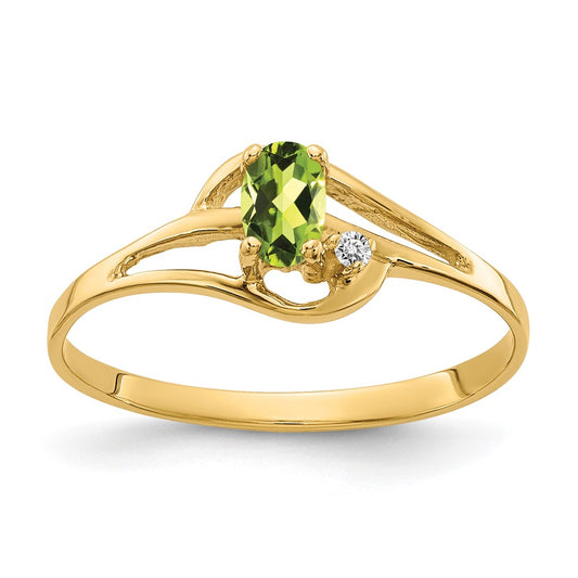 14k 5x3mm Oval Peridot AAA Diamond ring