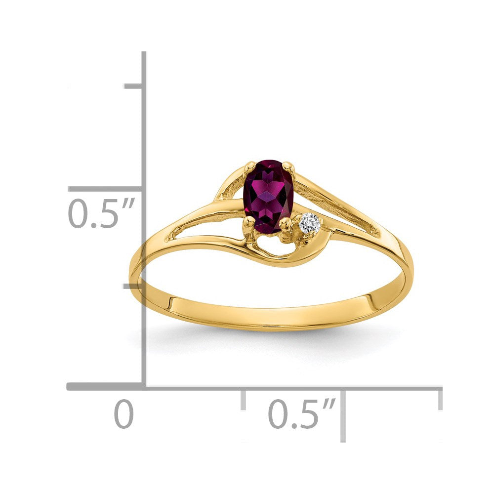 14k 5x3mm Oval Rhodolite Garnet A Diamond ring