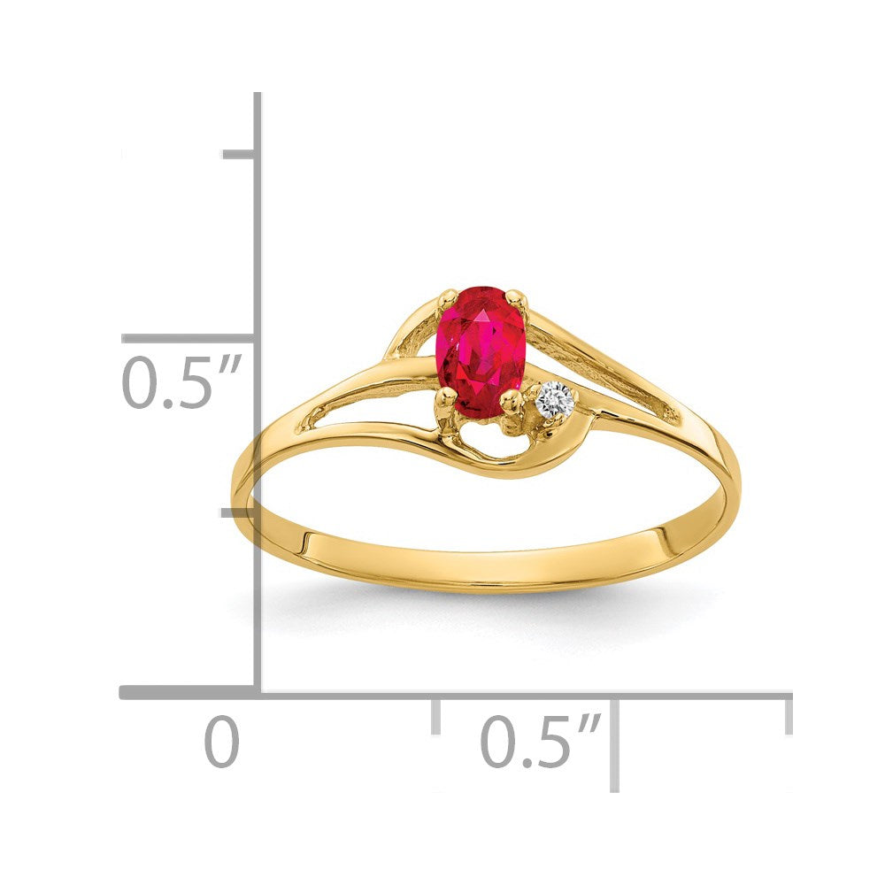 14k 5x3mm Oval Ruby AA Diamond ring