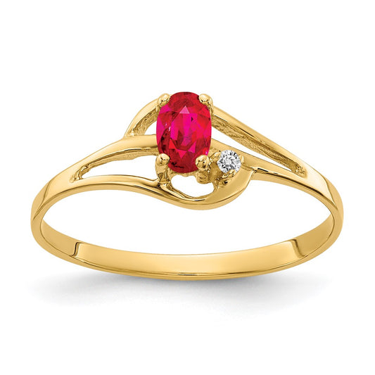 14k 5x3mm Oval Ruby AAA Diamond ring