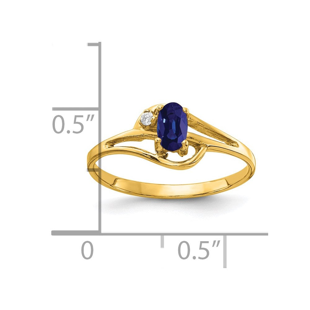 14k 5x3mm Oval Sapphire VS Diamond ring