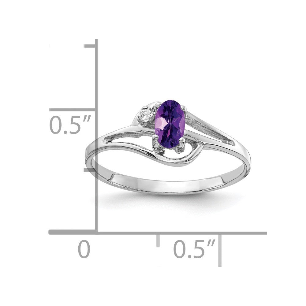 14k White Gold 5x3mm Oval Amethyst AAA Diamond ring