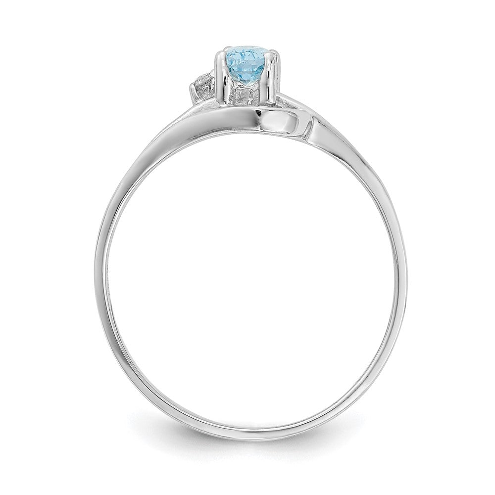 14k White Gold 5x3mm Oval Blue Topaz AAA Diamond ring