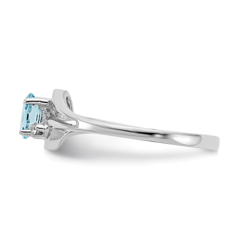 14k White Gold 5x3mm Oval Blue Topaz AAA Diamond ring