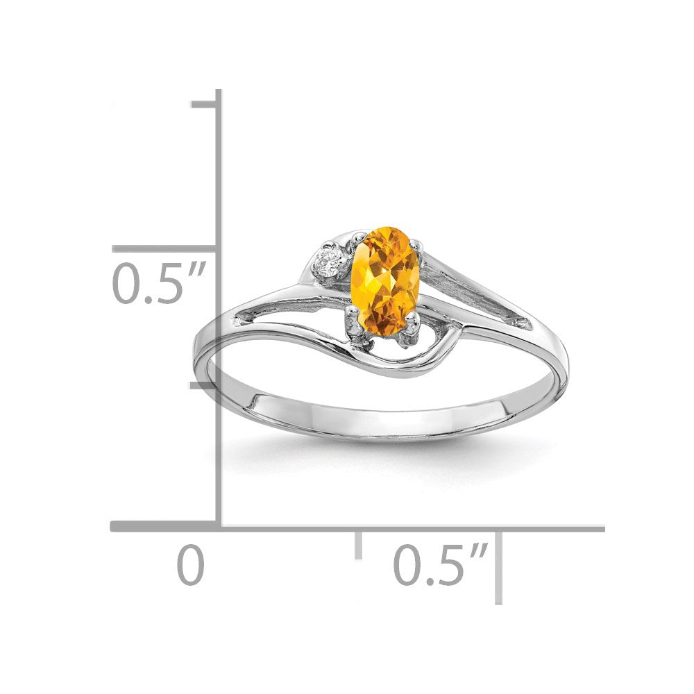 14k White Gold 5x3mm Oval Citrine A Diamond ring