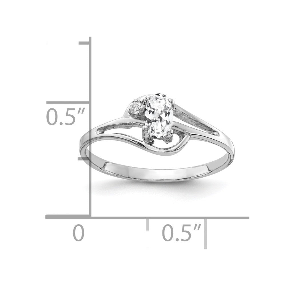14k White Gold 5x3mm Oval Cubic Zirconia A Diamond ring