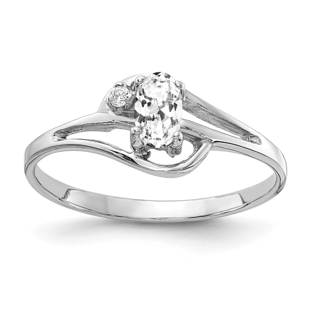 14k White Gold 5x3mm Oval Cubic Zirconia A Diamond ring
