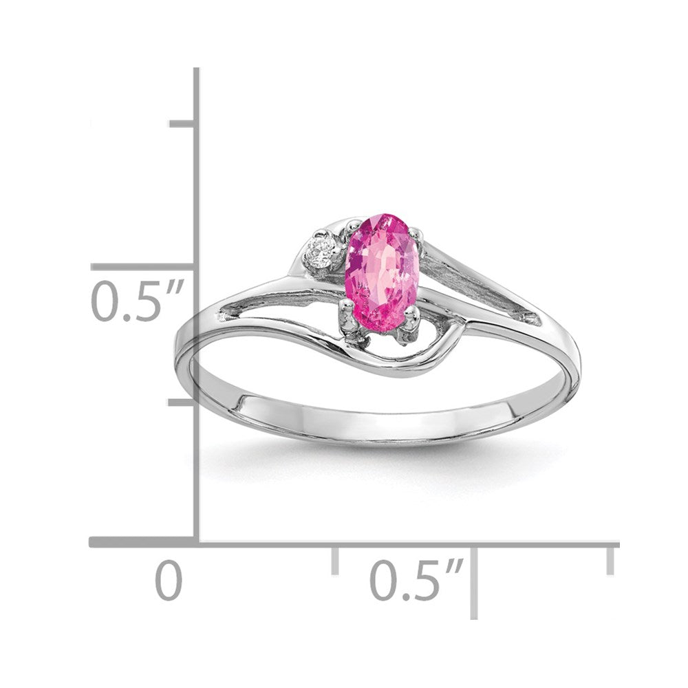 14k White Gold 5x3mm Oval Pink Sapphire AAA Diamond ring