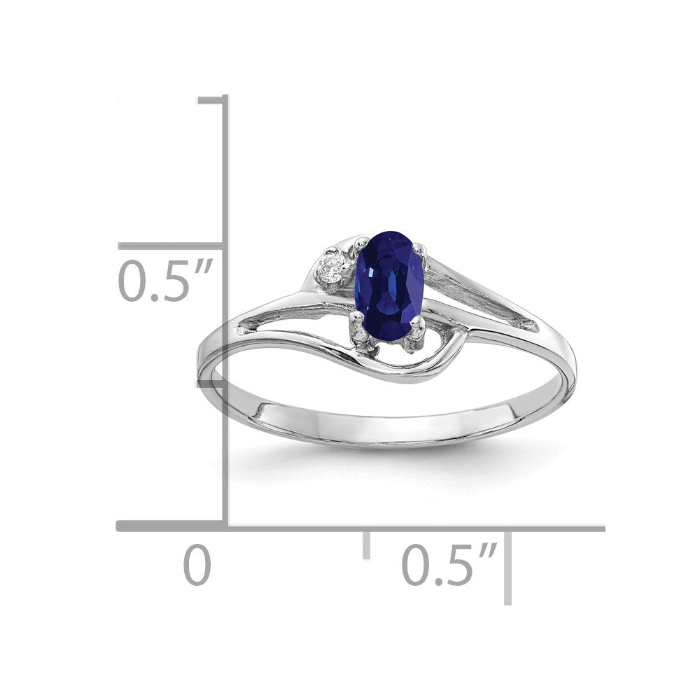 14k White Gold 5x3mm Oval Sapphire A Diamond ring