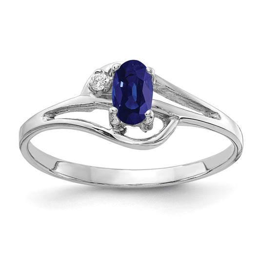 14k White Gold 5x3mm Oval Sapphire A Diamond ring