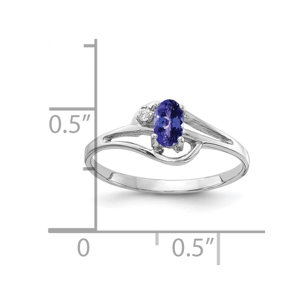14k White Gold 5x3mm Oval Tanzanite VS Diamond ring