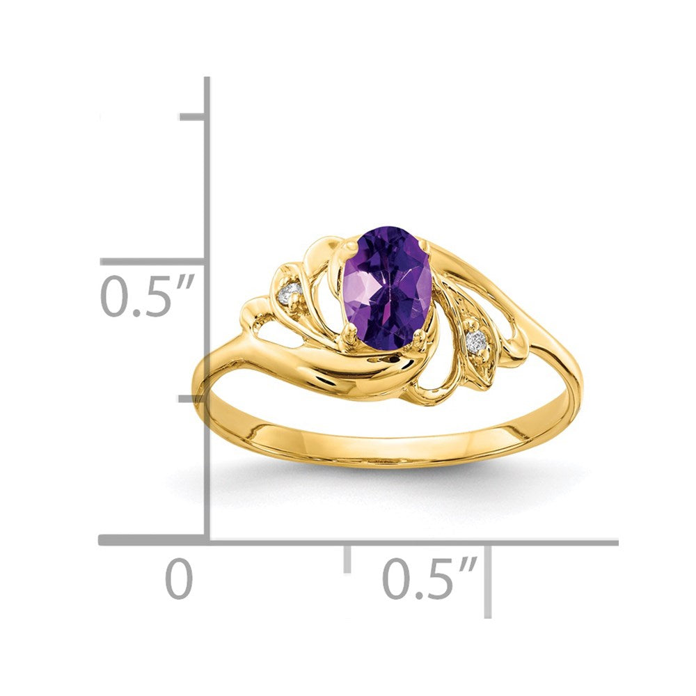 14k 6x4mm Oval Amethyst VS Diamond ring