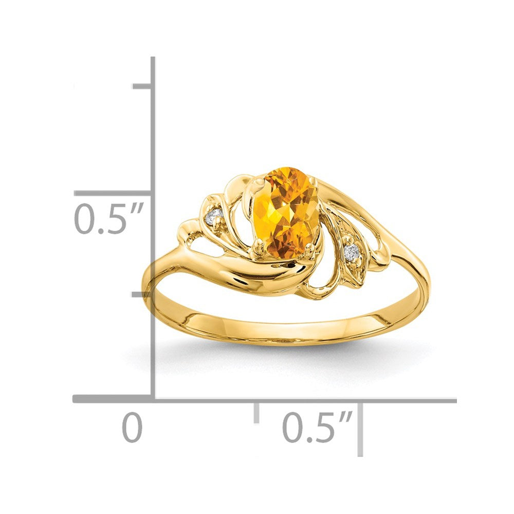 14k 6x4mm Oval Citrine A Diamond ring